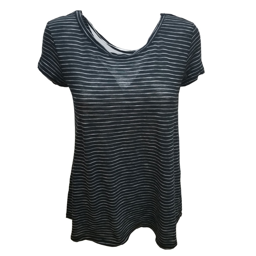 Calvin Klein Cotton Striped V-Back Top Bla…